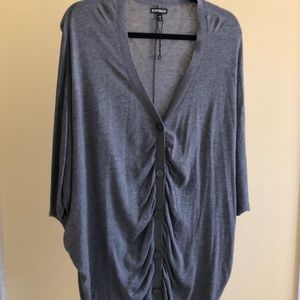 Button-Down Sweater Poncho (Gray)